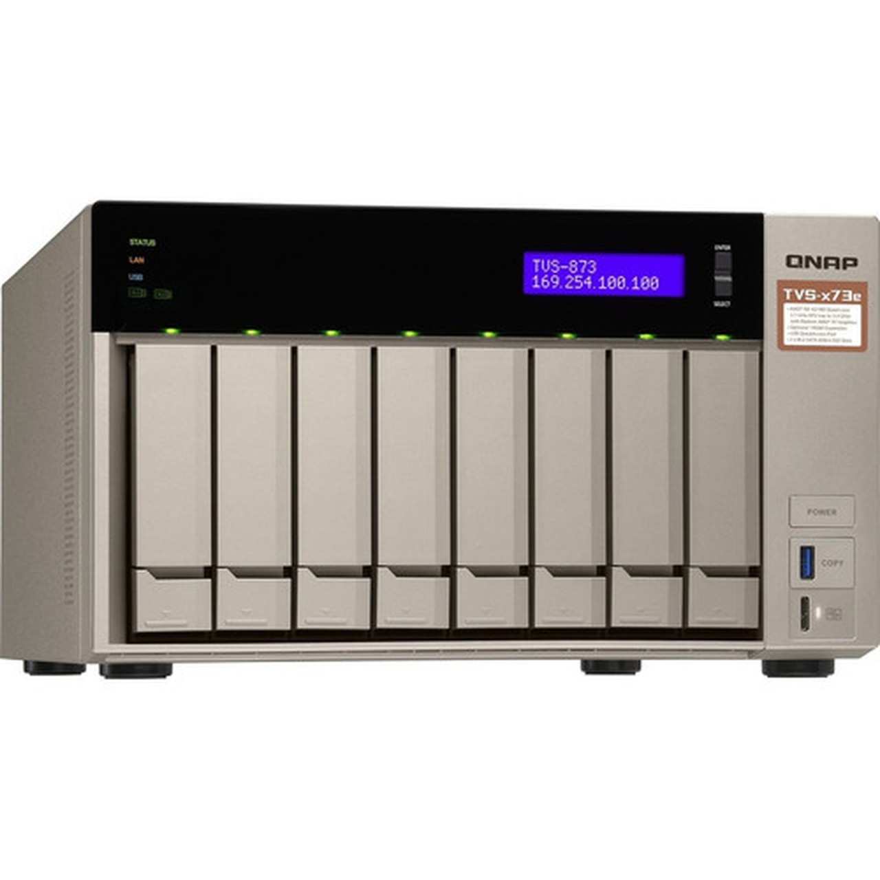 QNAP Powerful NAS with AMD RX-421BD Quad-Core APU and PCIe Expandability - AMD R-Series RX-421BD Quad-core 4 Core 210 GHz - 8 x HDD TVS-873E-4G-US