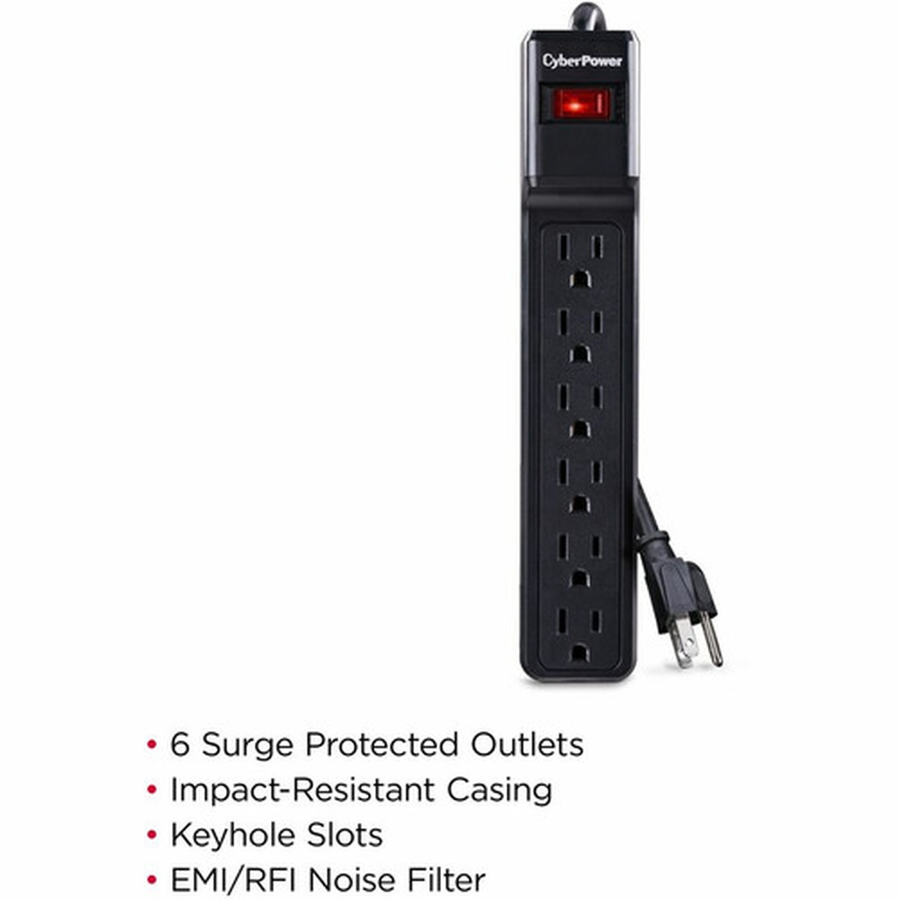 CyberPower_CSB604_Essential_6-Outlets_Surge_Suppressor_with_900_Joules_and_4FT_Cord_-_Plain_Brown_Boxes_-_6_x_NEMA_5-15R_-_900_J_-_125_CSB604