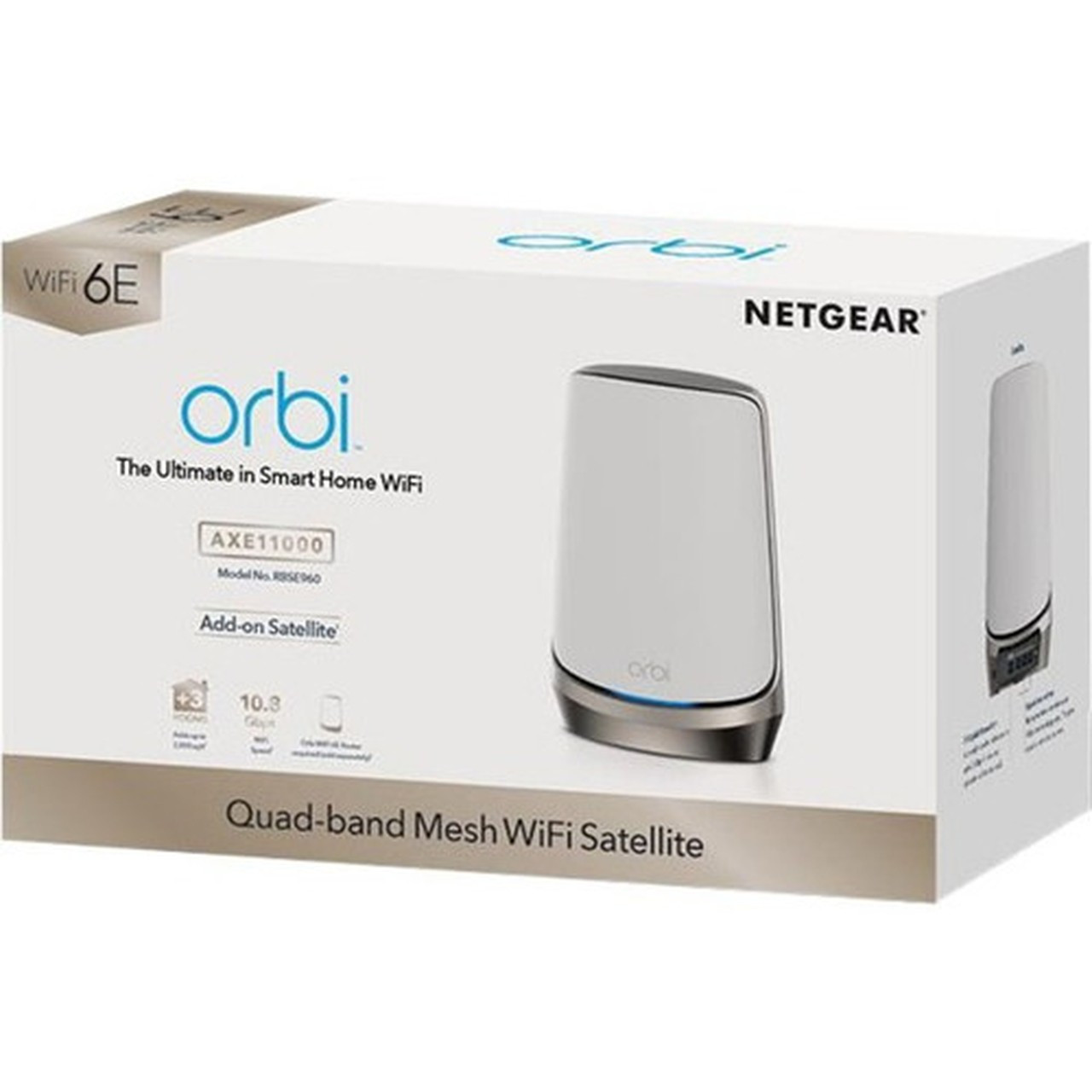 Netgear Orbi RBSE960 Quad Band IEEE 80211 abgnacax 1080 Gbits Wireless Range Extender - Indoor - 240 GHz 5 GHz 6 GHz - 12 x RBSE960-100CNS