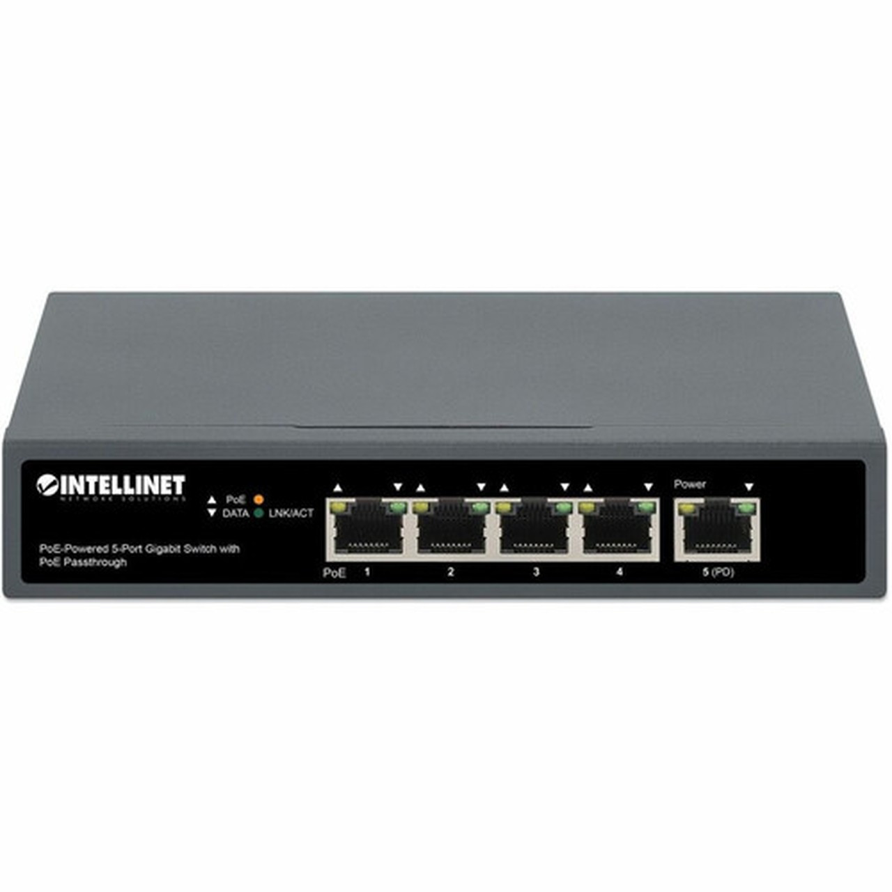 Intellinet PoE-Powered 5-Port Gigabit Switch With PoE Passthrough - 5 Ports - Gigabit Ethernet - 101001000Base-T - 2 Layer Supported 561808