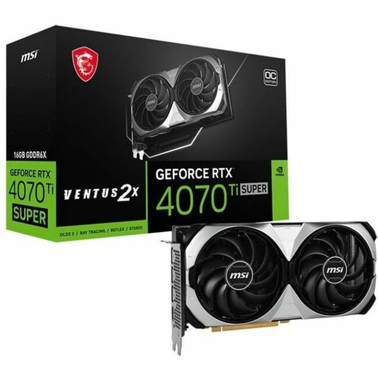 MSI NVIDIA GeForce RTX 4070 Ti SUPER Graphic Card - 16 GB GDDR6X - 7680 x 4320 - 266 GHz Boost Clock - 256 bit Bus Width - PCI 40 - G407TS16V2C