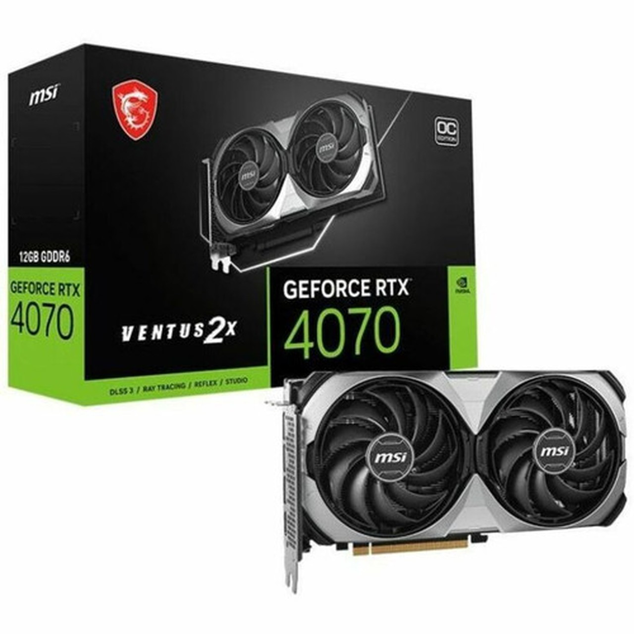MSI NVIDIA GeForce RTX 4070 Graphic Card - 12 GB GDDR6 - 7680 x 4320 - 252 GHz Boost Clock - 192 bit Bus Width - PCI Express x4 - - 3 G4070V2XE12C