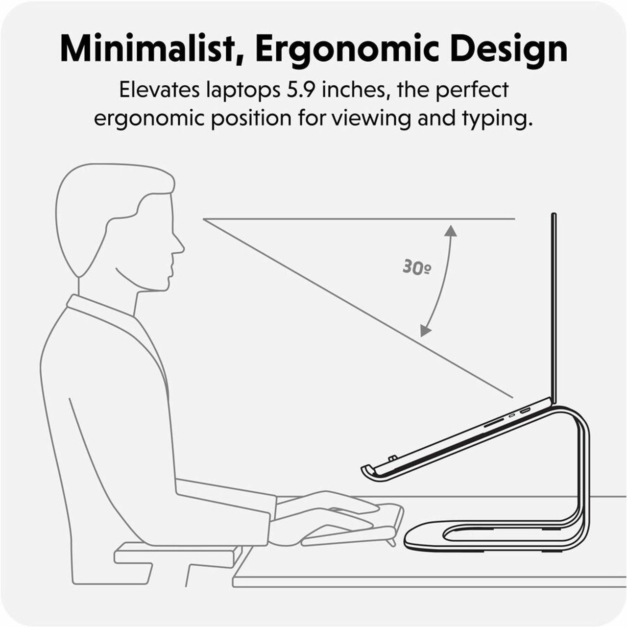 Hyper HyperSpace Ergonomic Laptop Stand - Space Grey - Up to 16" Screen Support - 5.90" (149.86 mm) Height x 10.80" (274.32 mm) Width (HS1110GYGL)