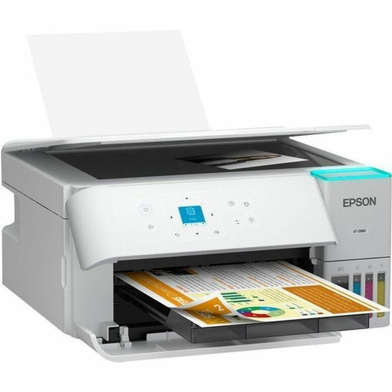 Epson ET-2980 Wired & Wireless EcoTank Inkjet Multifunction Printer - Color - White - Copier/Printer/Scanner - 4800 x 1200 dpi Print - (Fleet Network)