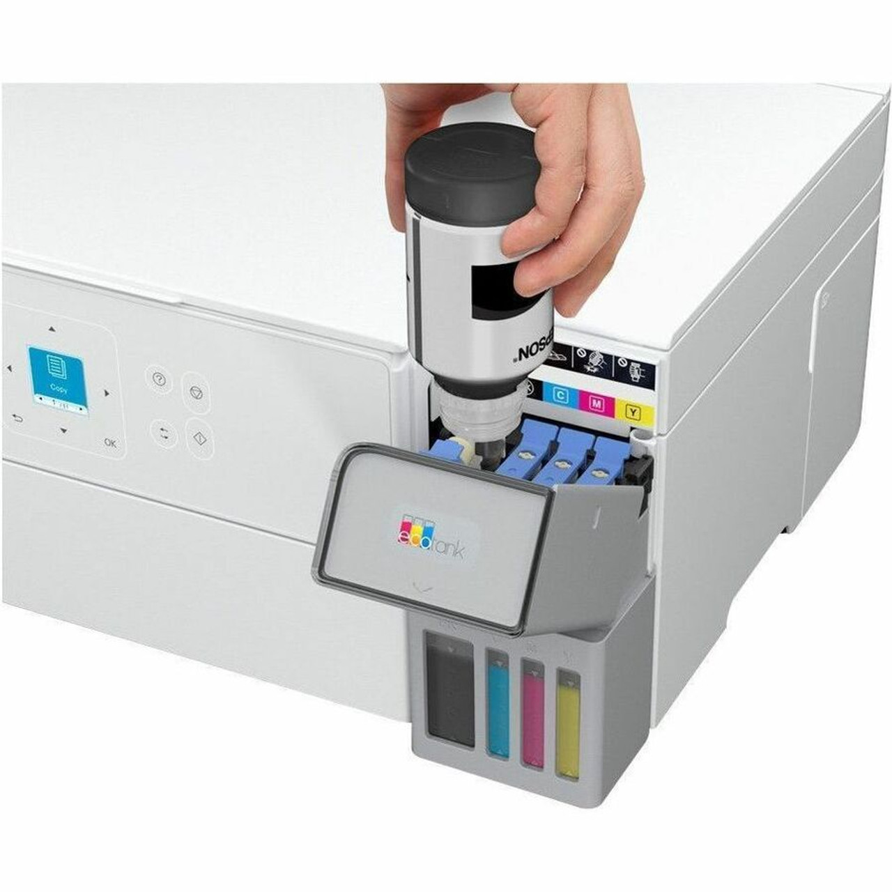 Epson ET-2980 Wired & Wireless EcoTank Inkjet Multifunction Printer - Color - White - Copier/Printer/Scanner - 4800 x 1200 dpi Print - (C11CL41202)