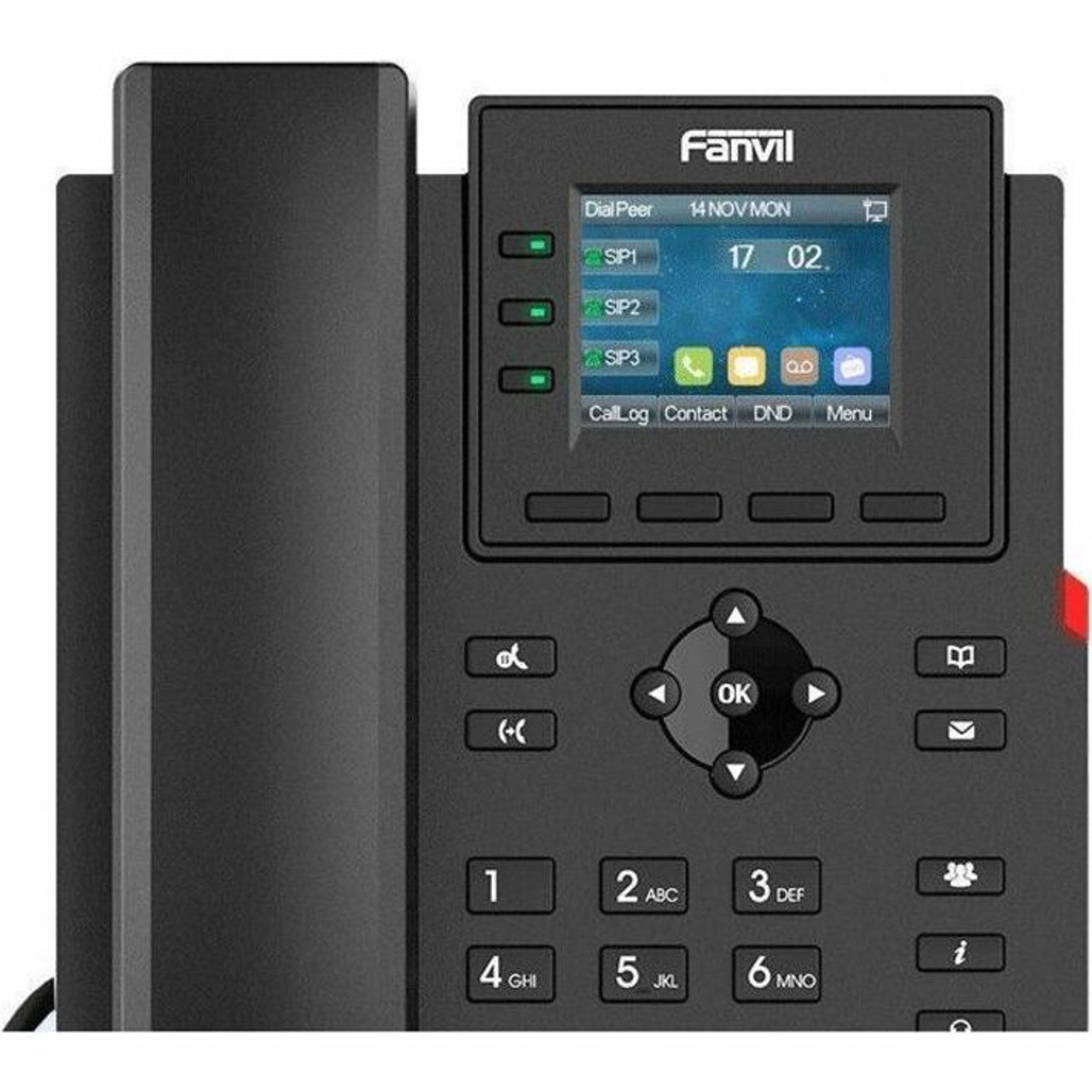 Fanvil X303-2 Wire IP Phone - Corded - 6 Multiple Conferencing - Desktop, Wall Mountable - Black - 4 x Total Line - VoIP - 2.4" (X303-2 Wire)