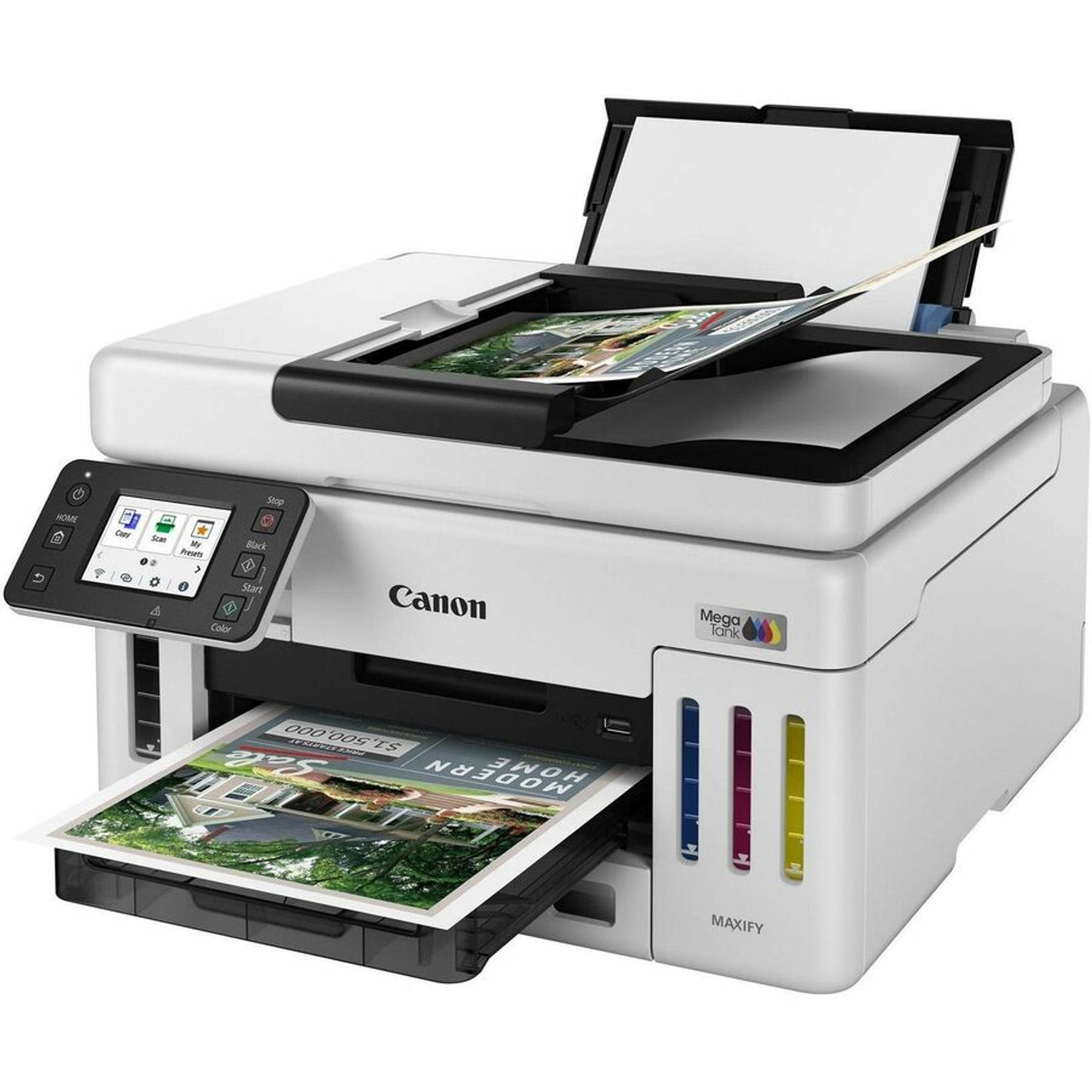 Canon MAXIFY GX6120 Wired & Wireless MegaTank Inkjet Multifunction Printer - Color - Copier/Printer/Scanner - 1200 x 600 dpi Print - - (Fleet Network)