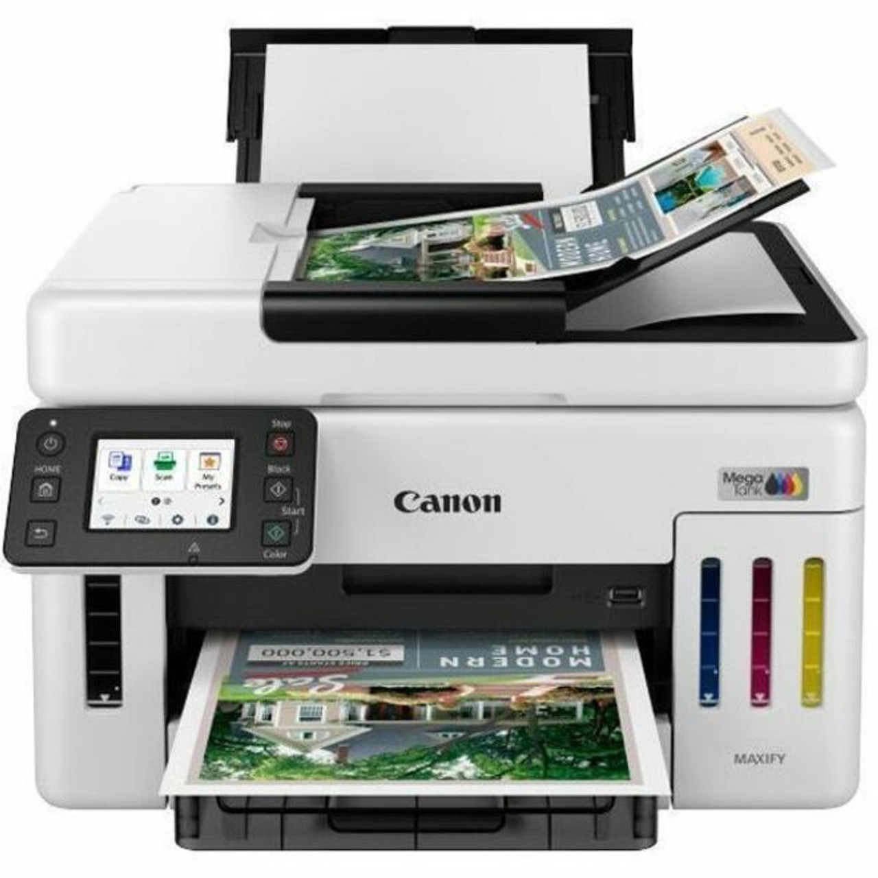 Canon MAXIFY GX6120 Wired & Wireless MegaTank Inkjet Multifunction Printer - Color - Copier/Printer/Scanner - 1200 x 600 dpi Print - - (Fleet Network)