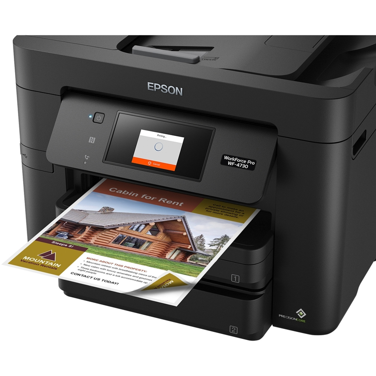 Epson WorkForce Pro WF-4730 Wireless Inkjet Multifunction Printer-Color-Copier/Fax/Scanner-4800x1200 Print-Automatic Duplex Pages - - (C11CG01201)