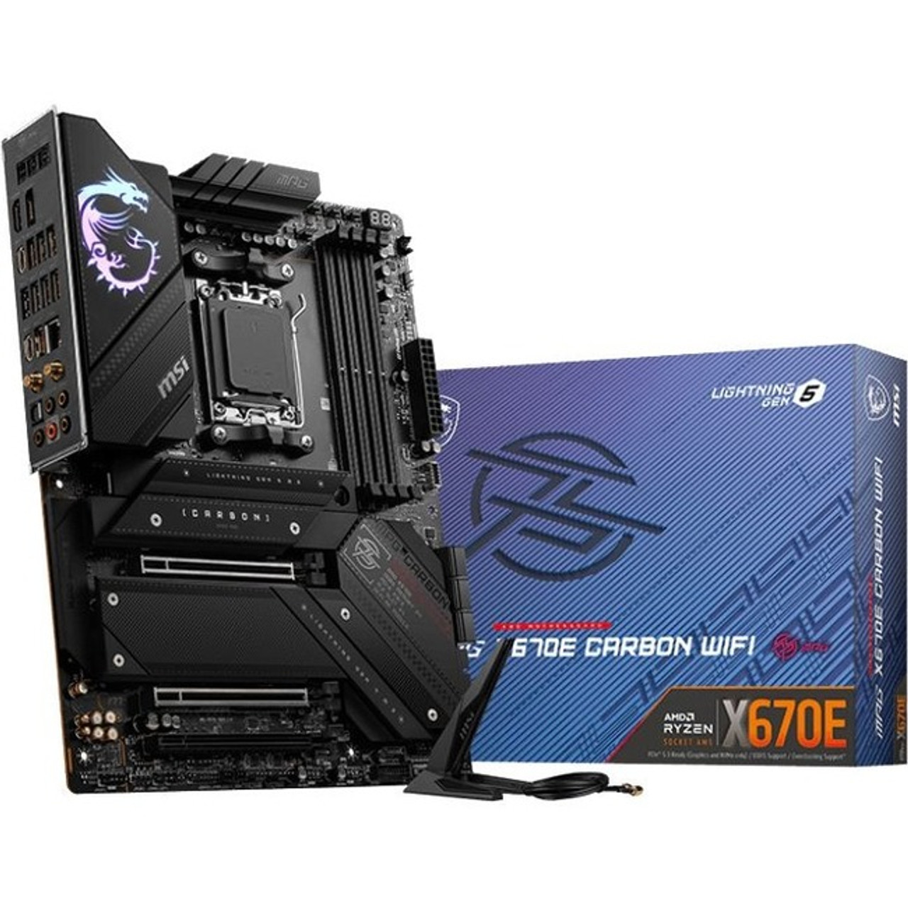 MSI MPG X670E CARBON WIFI Gaming Desktop Motherboard - AMD X670 Chipset - Socket AM5 - ATX - Ryzen 5, Ryzen 7, Ryzen 9 Processor - 128 (Fleet Network)