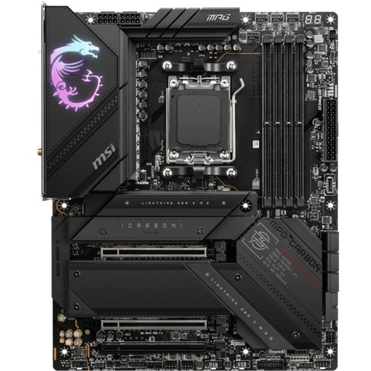 MSI MPG X670E CARBON WIFI Gaming Desktop Motherboard - AMD X670 Chipset - Socket AM5 - ATX - Ryzen 5, Ryzen 7, Ryzen 9 Processor - 128 (X670ECARBWIFI)