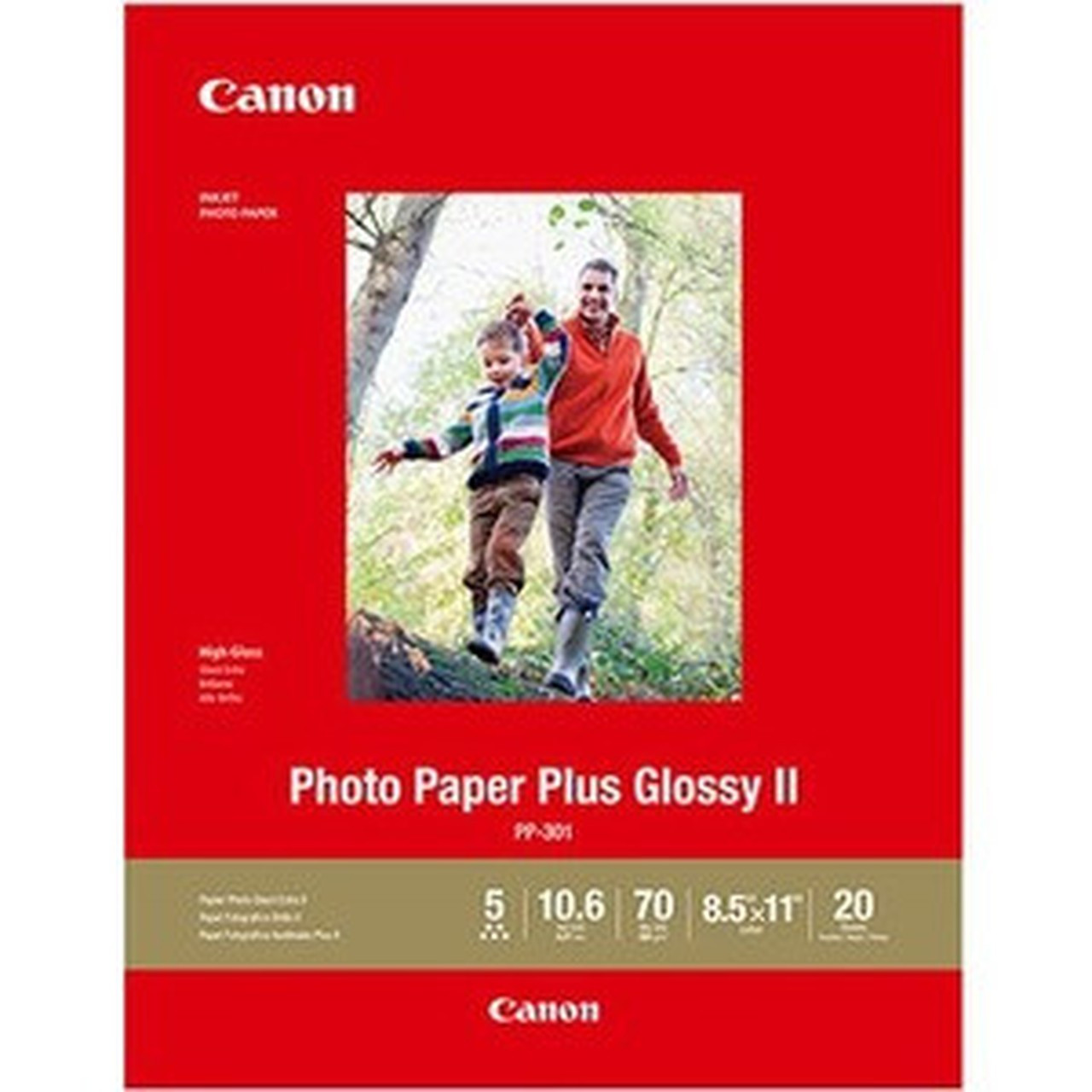 Canon_Plus_Glossy_II_PP-301_Inkjet_Print_Photo_Paper_-_Letter_-_8_12_x_11_-_70_lb_Basis_Weight_-_Glossy_-_20_Sheet_1432C003