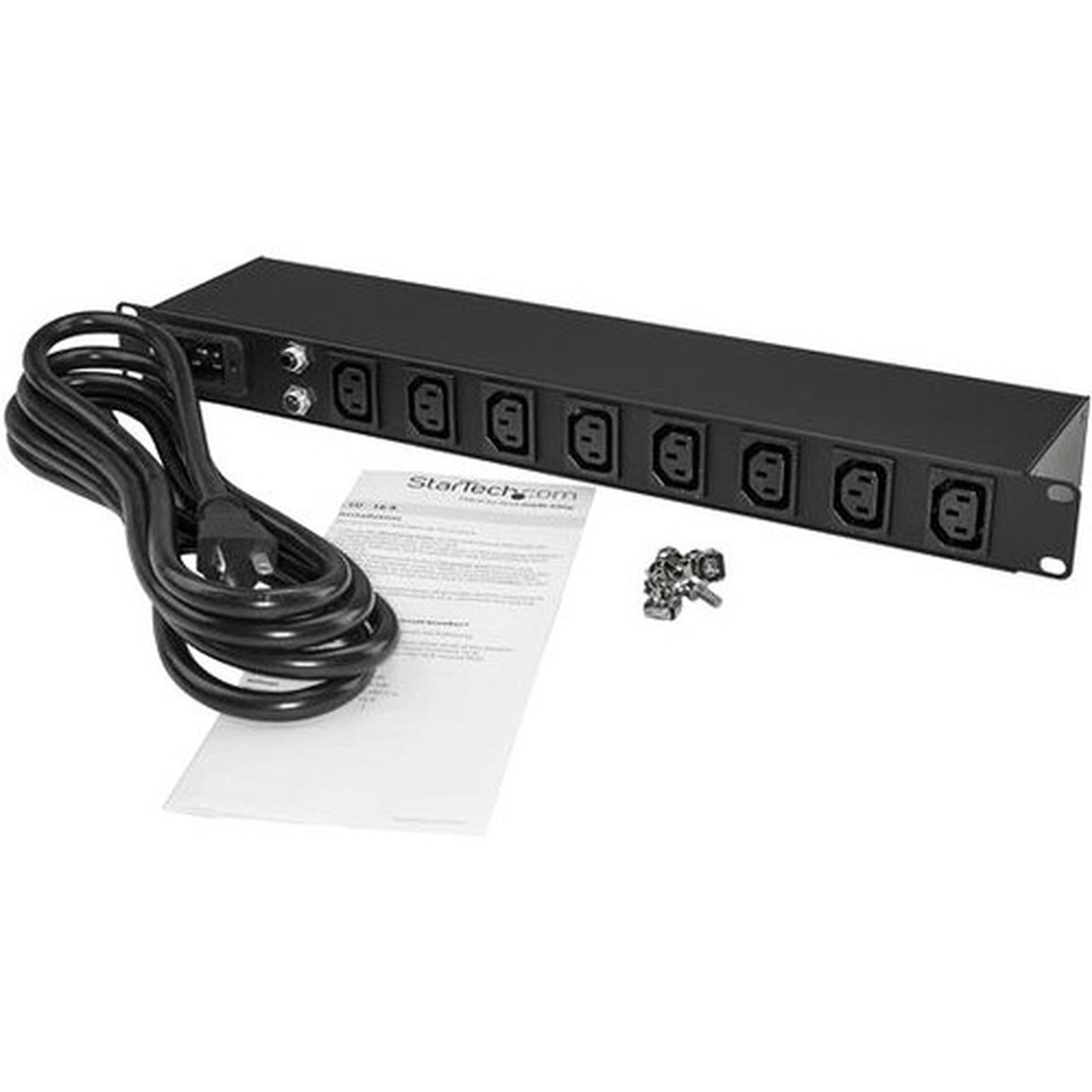 StarTechcom_8_C13_Outlet_Horizontal_1U_Rack_Mount_PDU_Power_Strip_for_Server_Racks_-_Surge_Protection_-_16A_-_10ft_NEMA_5-20P_Power_-_PDU08C13H
