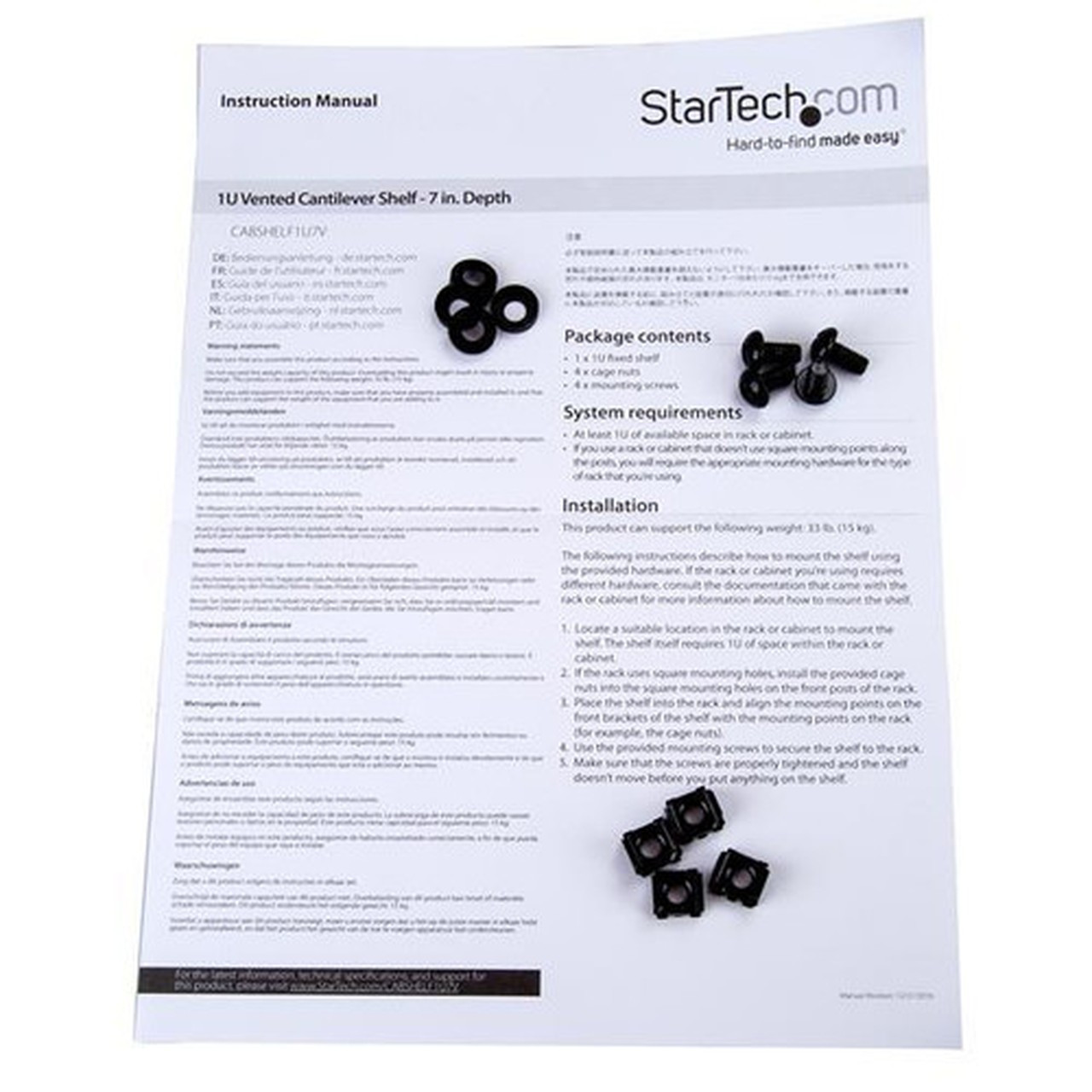 StarTechcom_1U_Vented_Server_Rack_Mount_Shelf_-_7in_Deep_Steel_Universal_Cantilever_Tray_for_19_AV__Network_Equipment_Rack_-_44lbs_CABSHELF1U7V