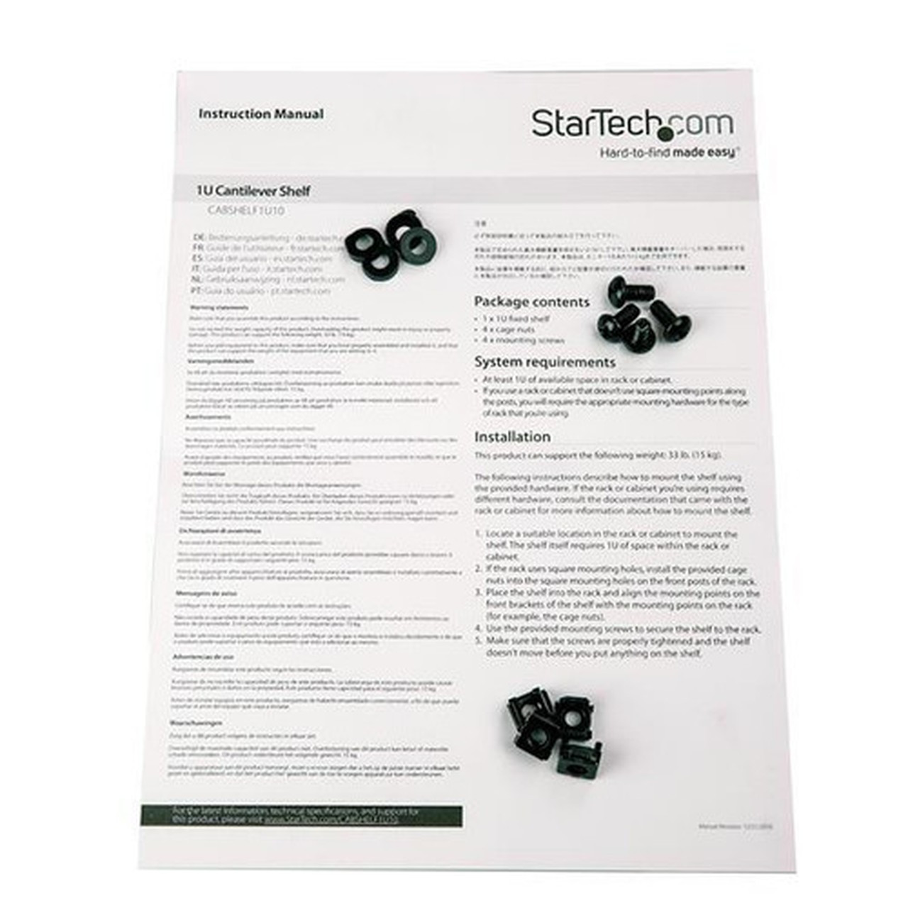 StarTechcom_1U_Fixed_Server_Rack_Mount_Shelf_-_10in_Deep_Steel_Universal_Cantilever_Tray_for_19_AV_Network_Equipment_Rack_-_44lbs_-_CABSHELF1U10