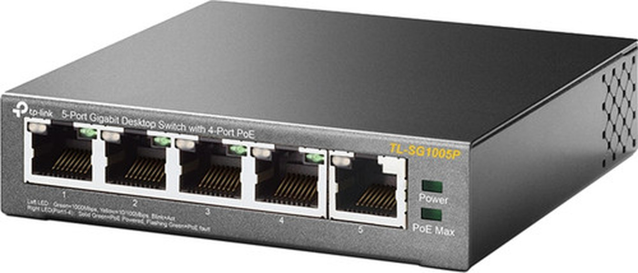 TP-LINK_5-Port_Gigabit_Desktop_Switch_with_4-Port_PoE_-_5_Ports_-_2_Layer_Supported_-_Twisted_Pair_-_Desktop_-_Lifetime_Limited_TL-SG1005P