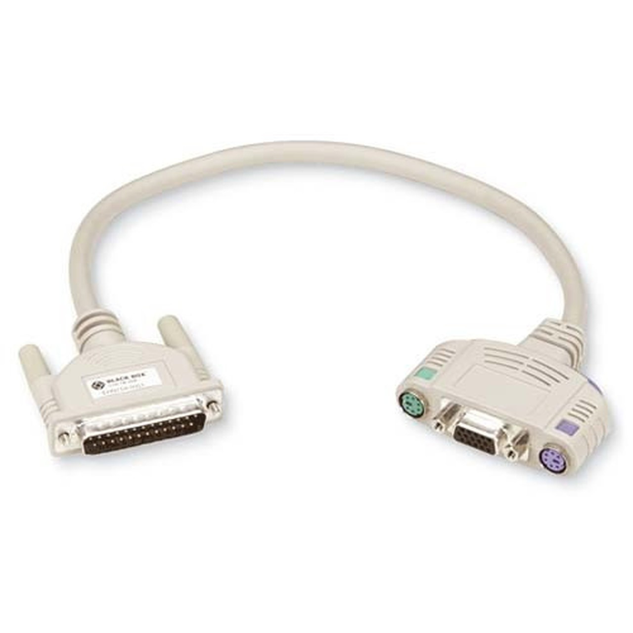 Black Box ServSwitch KVM Cable - 1 ft - 1 x DB-25 Male - 1 x HD-15 Female 2 x Mini-phone Female Audio 1 x Mini-DIN PS2 Female - EHN154A-0001