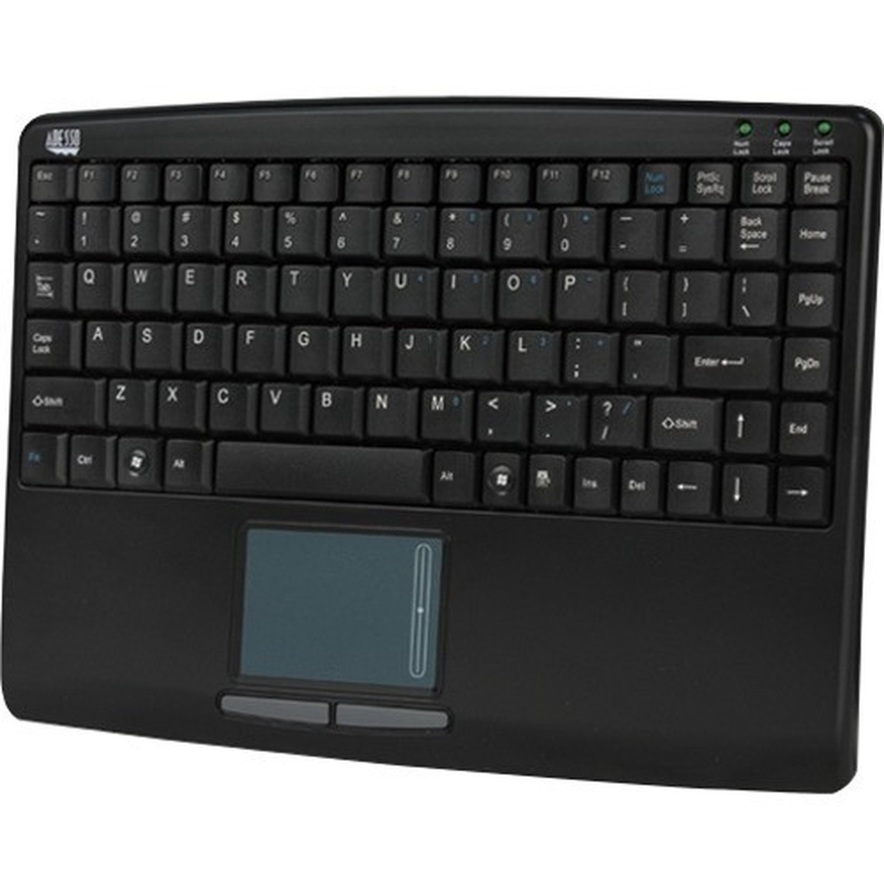 Adesso AKB-410UB Slim Touch Mini Keyboard with Built in Touchpad - USB - 88 Keys - Black AKB-410UB