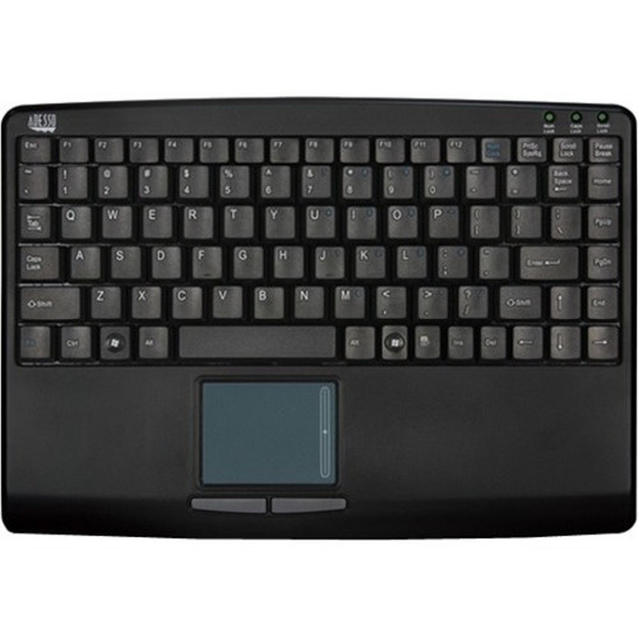 Adesso AKB-410UB Slim Touch Mini Keyboard with Built in Touchpad - USB - 88 Keys - Black AKB-410UB