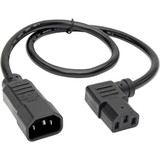 Tripp Lite 2ft Computer Cord Extension Cable C14 to Left Angle C13 10A 18AWG 2' - 110 V AC / 10 A, 220 V AC - Black (P004-002-13LA)