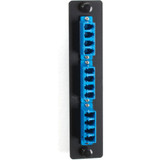 Black Box Standard Adapter Panel, Ceramic Sleeve, (6) LC Duplex Pairs, Blue - 6 Port(s) - 6 x Duplex - Blue (Fleet Network)