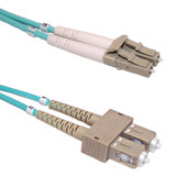 30ft (10m) Multimode Duplex SC/LC 50 micron OM3 Aqua 10gig Fiber Cable - 2mm Jacket (FN-FO-409B-30)