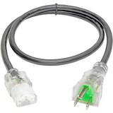 Tripp Lite 3ft Computer Power Cord Hospital Medical Cable 5-15P to C13 Clear 13A 16AWG 3' - For Computer, Scanner, Printer, Monitor - (P006-003-HG13CL)