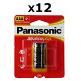 PANASONIC BATTERY AAA X 2 ALKALINE PLUS - PACK 12 (AM4PA2B-12)