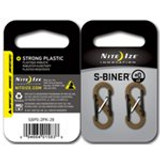 S-BINER PLASTIC SIZE #0 - 2 PACK COYOTE/BLACK GATES (SBP0-2PK-28)