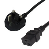 2m BS1363 (UK) to IEC-C19 Power Cable - H05VV-F 1.5 (FN-PW-176-2M)