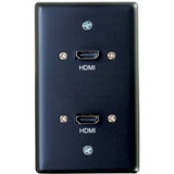 C2G Single Gang Wall Plate with Dual HDMI Pigtails Black - 1-gang - Black - Aluminum - 2 x HDMI Port(s) (39879)