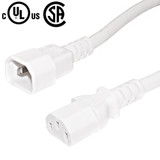 15ft IEC C13 to IEC C14 Power Cable - 14AWG SJT - White (FN-PW-100C-15WH)
