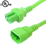 2ft IEC C15 to IEC C14 Power Cable - 14AWG SJT - Green (FN-PW-101C-02GN)