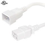 15ft IEC C19 to IEC C20 Power Cable - 12AWG SJT - White (FN-PW-125-15WH)