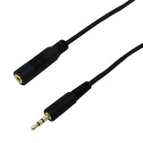 10ft 2.5mm stereo male to female 28AWG FT4 - Black (FN-AUD-125-10)