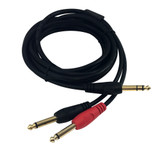 3ft 1/4 Inch TRS Male to 2x 1/4 Inch TS Male Insert Cable - Black ( Fleet Network )