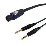 10ft Premium Phantom Cables 4-Pole speakON to 2x 1/4 inch TS Speaker Cable 14AWG FT4 ( Fleet Network )