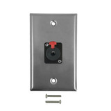 1x TRS Locking Female Single Gang SS Wall Plate Kit - Stainless Steel (FN-WPK-TRS-1F)