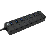 Adesso AUH-3070P - 7-Port USB 3.0 Hub with Individual Power Switch &amp; Power Adapter - USB - External - 7 USB Port(s) - 7 USB 3.0 - (AUH-3070P)