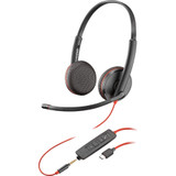 Plantronics Blackwire C3225 Headset - Stereo - USB Type C, Mini-phone (3.5mm) - Wired - 20 Hz - 20 kHz - Over-the-head - Binaural - - (Fleet Network)