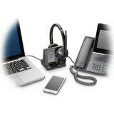 Plantronics Savi 8200 Series Wireless Dect Headset System - Stereo - Wireless - Bluetooth/DECT 6.0 - 590.6 ft - 32 Ohm - 20 Hz - 20 - (207325-01)