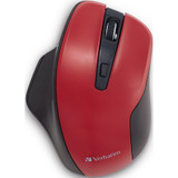 Verbatim Silent Ergonomic Wireless Blue LED Mouse - Red - Blue LED - Wireless - Radio Frequency - 2.40 GHz - Red - 1 Pack - USB - 1600 (70243)