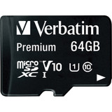 Verbatim 64GB Premium microSDXC Memory Card with Adapter, UHS-I V10 U1 Class 10 - 70 MB/s Read - Lifetime Warranty (44084)