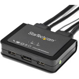 StarTech.com KVM Switchbox - 2 Port DisplayPort KVM Switch w/ built-in cables & USB Console - USB Powered control of 2 computers from (SV211DPUA4K)