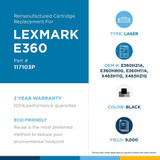 Clover Technologies Remanufactured Toner Cartridge - Alternative for Lexmark - Black - Laser - High Yield - 9000 Pages (117103P)