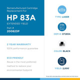 Clover Technologies Remanufactured Toner Cartridge - Alternative for HP 83A - Black - Laser - Extended Yield - 2000 Pages (200823P)