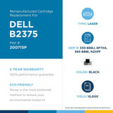 Clover Technologies Toner Cartridge - Alternative for Dell - Black - Laser - 10000 Pages - 1 Pack (200715P)