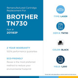 Clover Technologies Remanufactured Toner Cartridge - Alternative for Brother TN730 - Black - Laser - 1200 Pages (201183P)