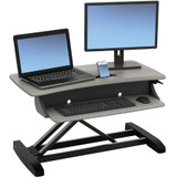 Ergotron WorkFit-Z Mini Sit-Stand Desktop - Wood Grain Rectangle, Dove Gray Top (Fleet Network)