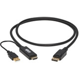 Tripp Lite P567-01M HDMI to DisplayPort 1.2 Active Adapter Cable, Black, 1 m (3.3 ft.) - 3.3 ft DisplayPort/HDMI/USB A/V Cable for TV, (P567-01M)